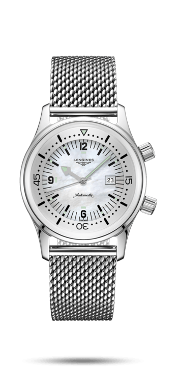 Longines L3.374.4.80.6 : Legend Diver 36 Stainless Steel / MOP / Mesh