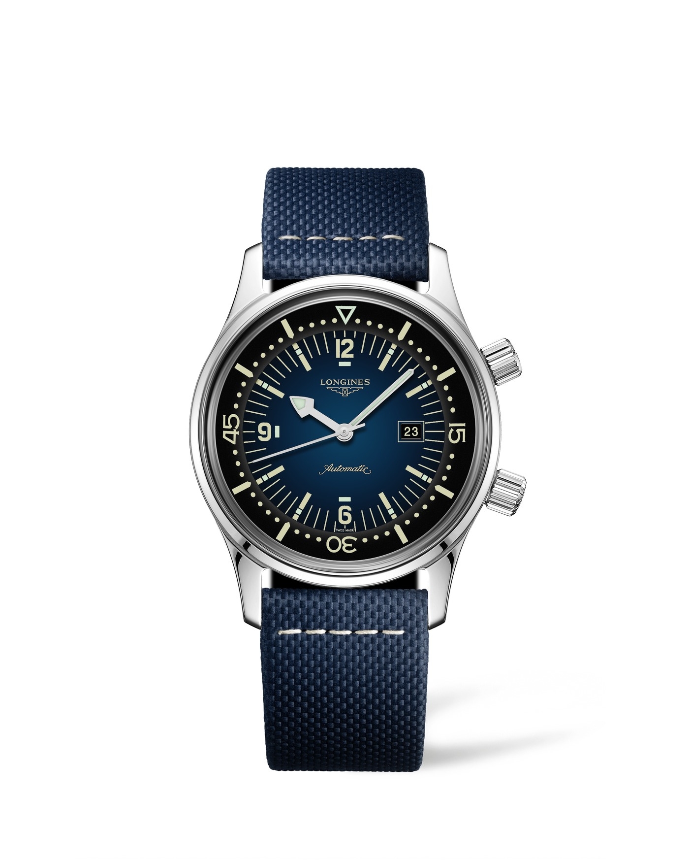 Longines L3.374.4.90.2 : Legend Diver 36 Stainless Steel / Blue / Strap