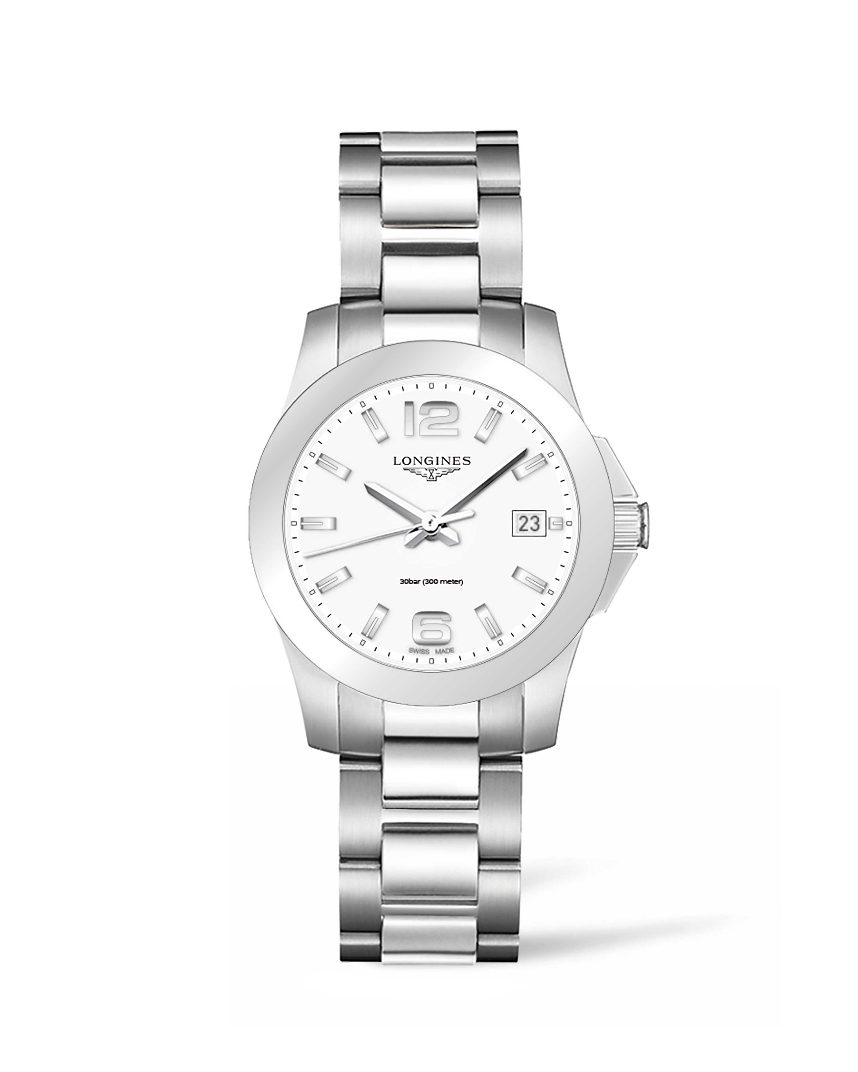 Longines L3.377.4.16.6 : Conquest Quartz 34 Stainless Steel / White