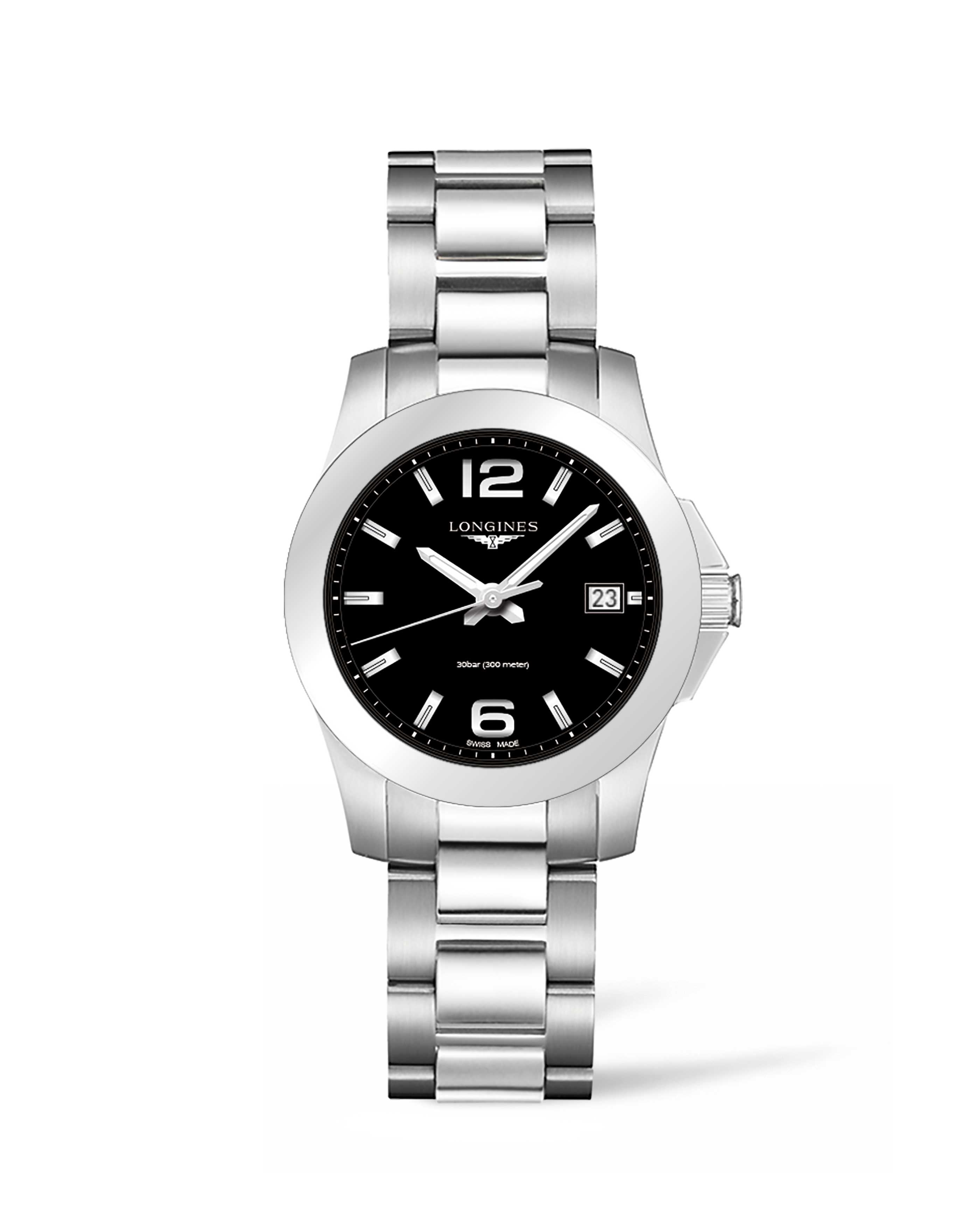 Longines L3.377.4.58.6 : Conquest Quartz 34 Stainless Steel / Black