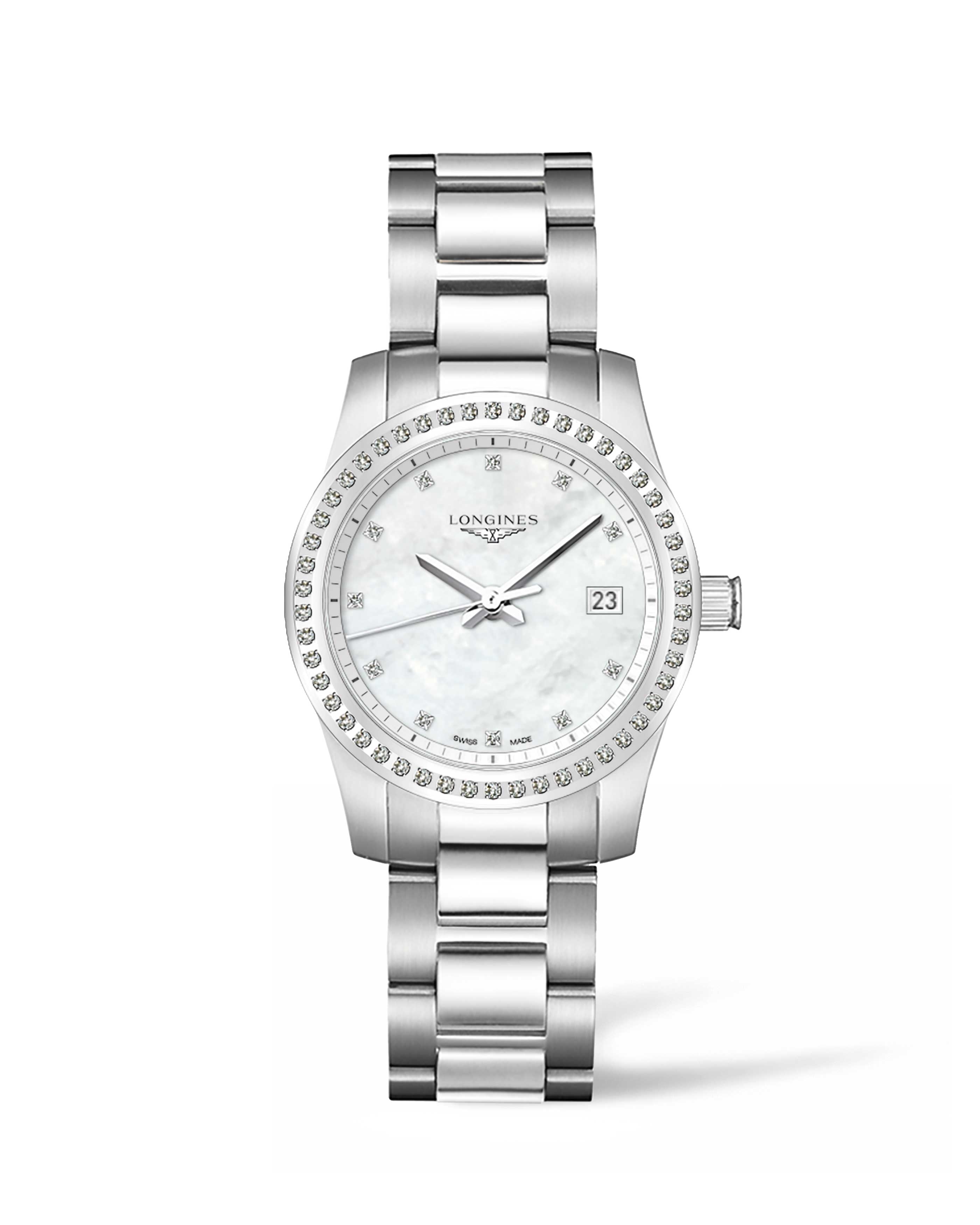 Longines L3.400.0.87.6 : Conquest Quartz 34 Stainless Steel - Diamond / MOP