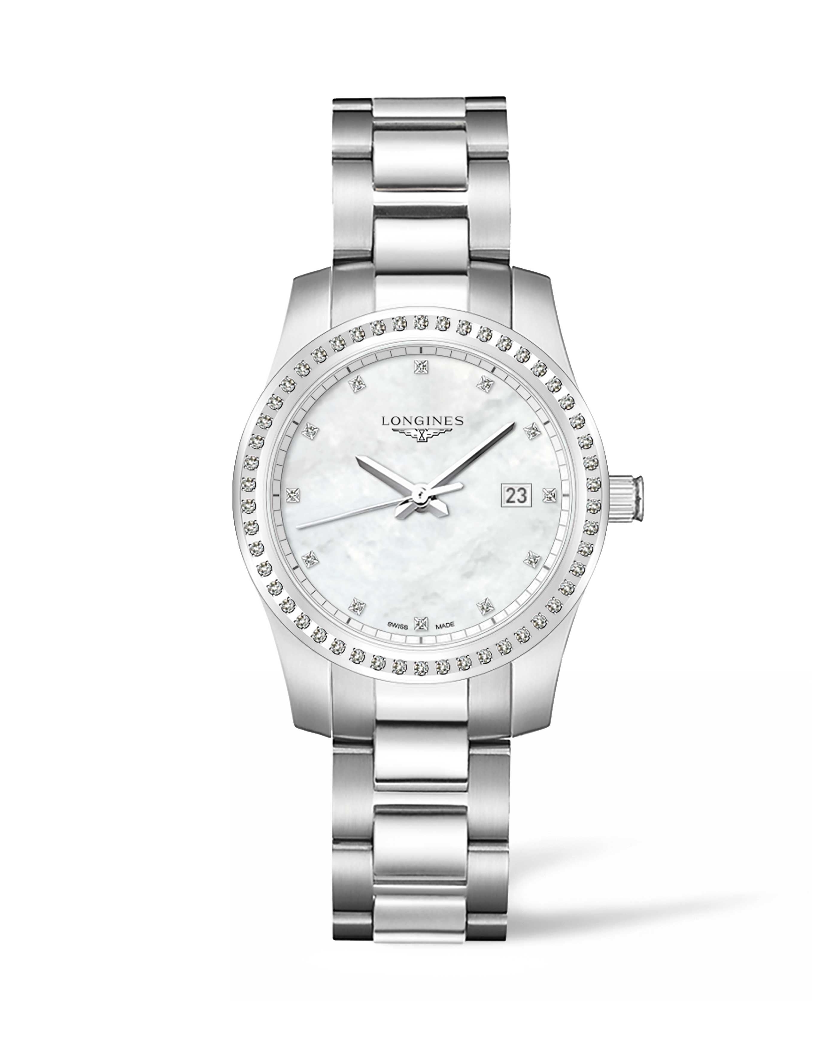 Longines L3.401.0.87.6 : Conquest Quartz 36 Stainless Steel - Diamond / MOP