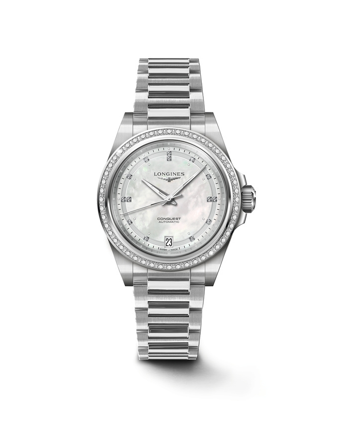Longines L3.430.0.87.6 : Conquest 34 Stainless Steel - Diamond / MOP / Bracelet