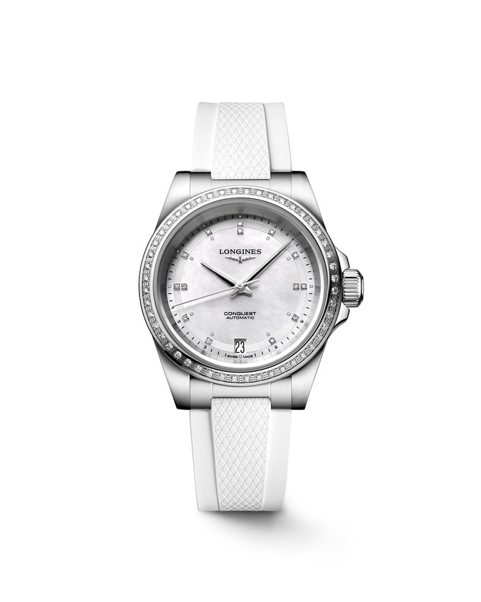 Longines L3.430.0.87.9 : Conquest 34 Stainless Steel - Diamond / MOP - Diamond / Rubber