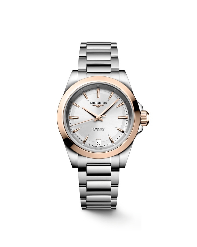 Longines L3.430.5.72.6 : Conquest 34 Stainless Steel - Pink Gold / Silver / Bracelet