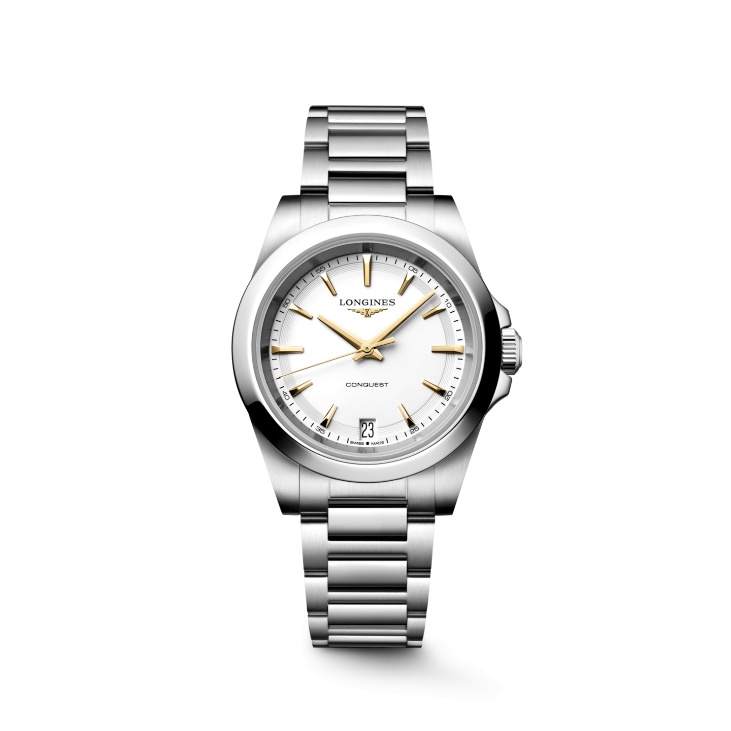 Longines L3.460.4.12.6 : Conquest Quartz 34 Stainless Steel / White / Bracelet