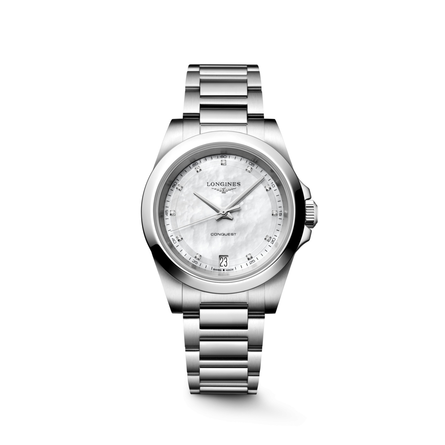 Longines L3.460.4.87.6 : Conquest Quartz 34 Stainless Steel / MOP / Bracelet