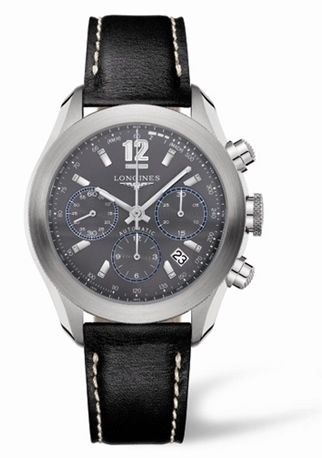 Longines L3.635.4.06.2 : GrandeVitesse Chronograph Grey Leather