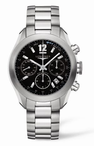 Longines L3.635.4.56.6 : GrandeVitesse Chronograph Black Bracelet