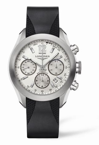Longines L3.635.4.76.9 : GrandeVitesse Chronograph Silver Rubber