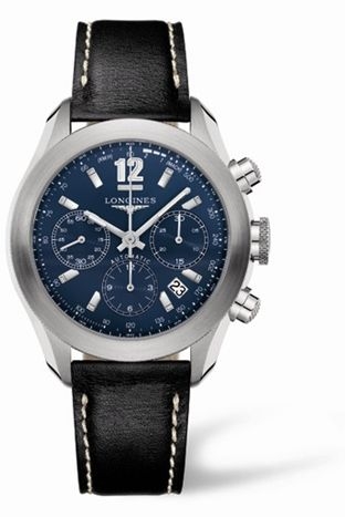 Longines L3.635.4.96.2 : GrandeVitesse Chronograph Blue Leather