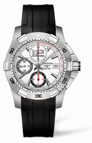 Longines L3.651.4.16.2 : Hydroconquest Chronograph Tachymeter White Rubber