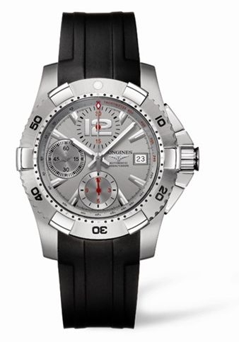 Longines L3.651.4.76.2 : Hydroconquest Chronograph Tachymeter Silver Rubber