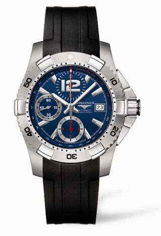 Longines L3.651.4.96.2 : Hydroconquest Chronograph Tachymeter Blue Rubber