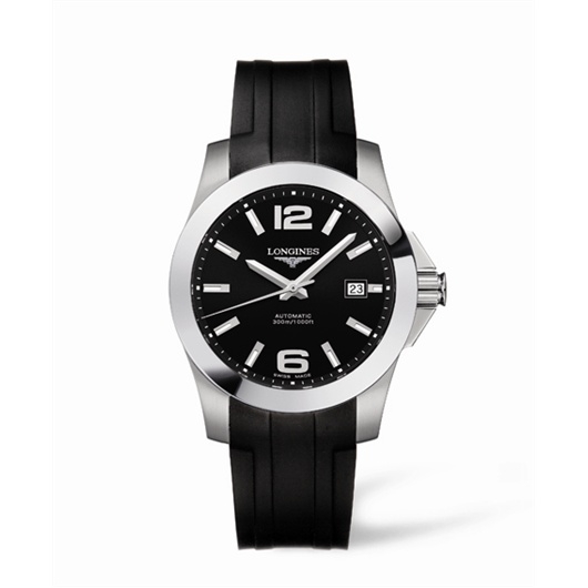 Longines L3.658.4.56.2 : Conquest Automatic 41mm Black Rubber