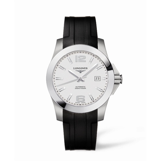 Longines L3.658.4.76.2 : Conquest Automatic 41mm Silver Rubber