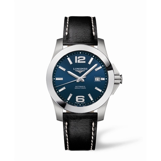 Longines L3.658.4.96.0 : Conquest Automatic 41mm Blue Leather