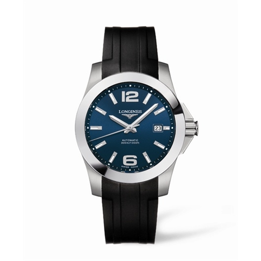 Longines L3.658.4.96.2 : Conquest Automatic 41mm Blue Rubber