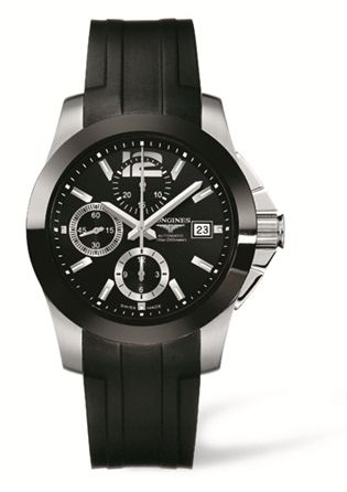 Longines L3.661.4.56.2 : Conquest Chronograph Ceramic Rubber