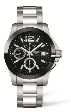 Longines L3.661.4.56.6 : Conquest Chronograph Ceramic Bracelet