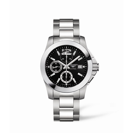 Longines L3.662.4.56.6 : Conquest Chronograph Black Bracelet