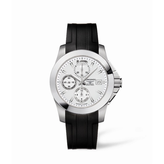 Longines L3.662.4.76.2 : Conquest Chronograph Silver Rubber