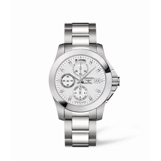Longines L3.662.4.76.6 : Conquest Chronograph Silver Bracelet