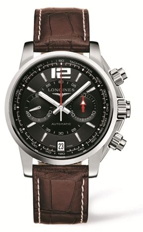 Longines L3.666.4.56.3 : Admiral Chronograph Black Brown Strap