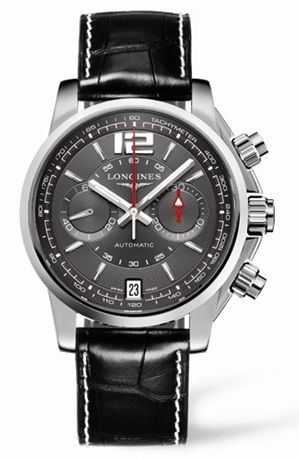 Longines L3.666.4.79.2 : Admiral Chronograph Grey Leather