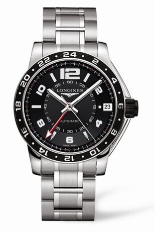 Longines L3.668.4.56.6 : Admiral GMT Black Bracelet