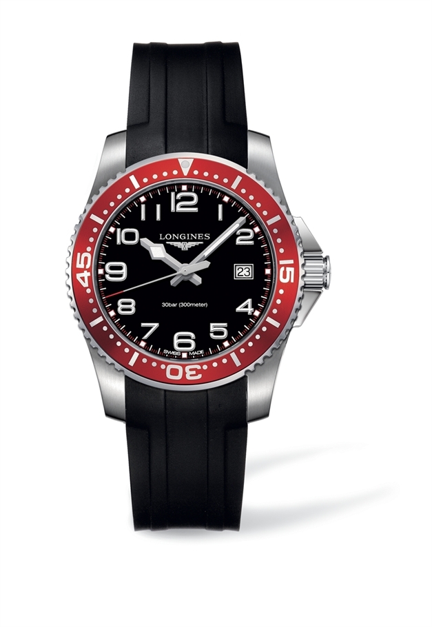 Longines L3.688.4.59.2 : Hydroconquest Quartz 39 Red / Rubber