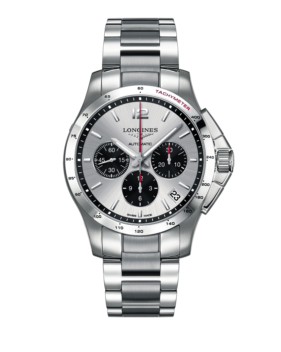 Longines L3.697.4.06.6 : Conquest Chronograph Automatic 44.5mm Silver Panda