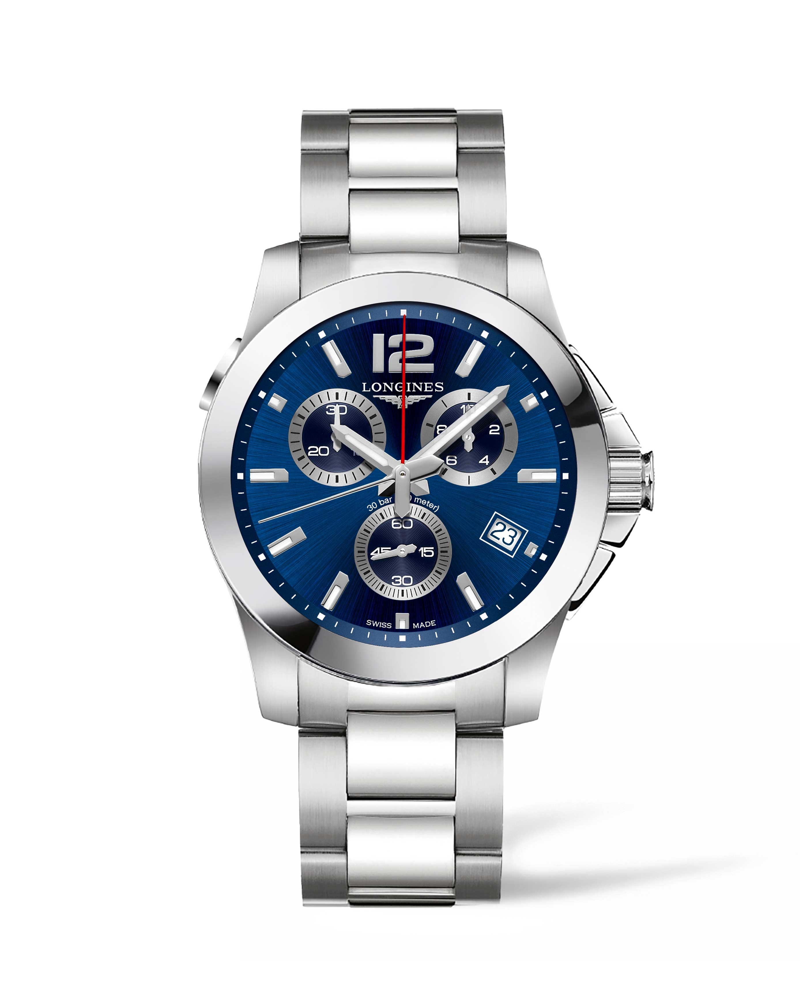 Longines L3.702.4.96.6 : Conquest Chronograph Quartz 41 Stainless Steel / Blue / Bracelet