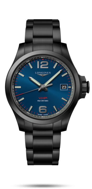 Longines L3.716.2.96.6 : Conquest V.H.P. 41 PVD / Blue / Bracelet