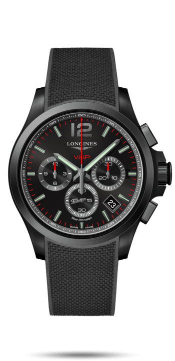 Longines L3.717.2.56.9 : Conquest V.H.P. Chronograph 42 PVD / Black / Rubber