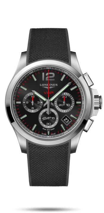 Longines L3.717.4.56.9 : Conquest V.H.P. Chronograph 42 Stainless Steel / Black / Rubber