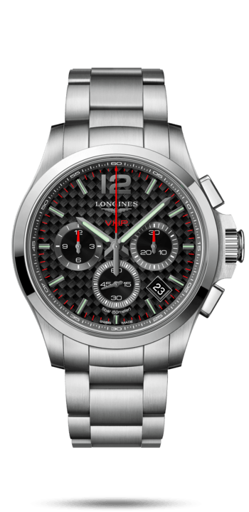 Longines L3.717.4.66.6 : Conquest V.H.P. Chronograph 42 Stainless Steel / Carbon / Bracelet