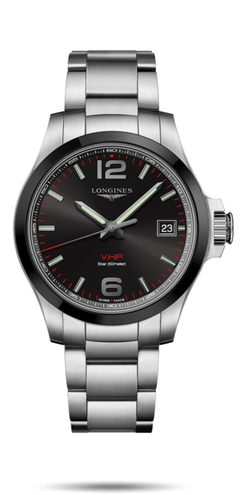 Longines L3.719.4.56.6 : Conquest V.H.P. 41 Stainless Steel / Ceramic / Black / Bracelet
