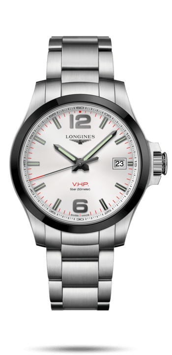 Longines L3.719.4.76.6 : Conquest V.H.P. 41 Stainless Steel / Ceramic / Silver / Bracelet