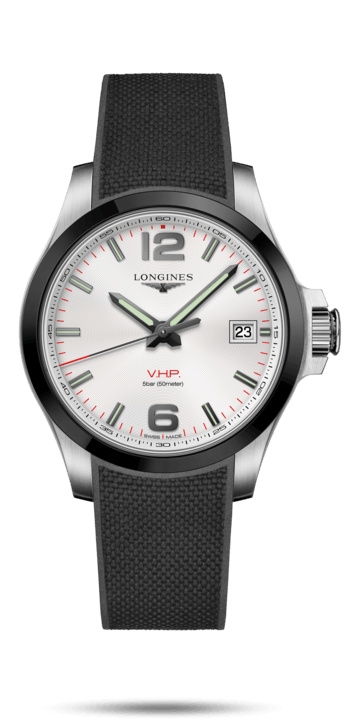 Longines L3.719.4.76.9 : Conquest V.H.P. 41 Stainless Steel / Ceramic / Silver / Rubber