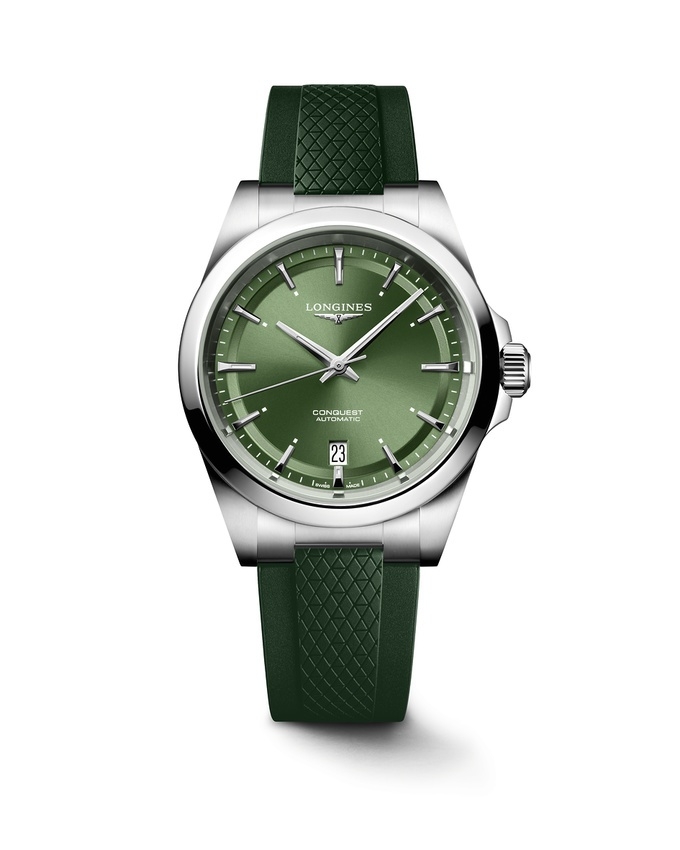 Longines L3.720.4.02.9 : Conquest 38 Stainless Steel / Green / Rubber
