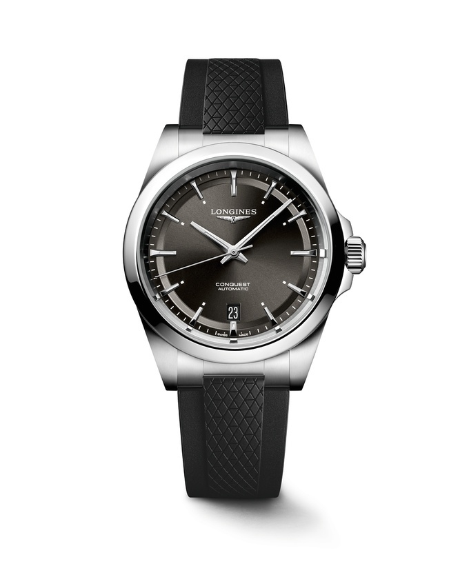 Longines L3.720.4.52.9 : Conquest 38 Stainless Steel / Black / Rubber