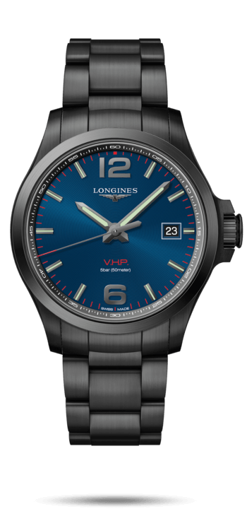 Longines L3.726.2.96.6 : Conquest V.H.P. 43 PVD / Blue / Bracelet