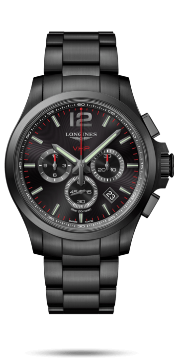 Longines L3.727.2.56.6 : Conquest V.H.P. Chronograph 44 PVD / Black / Bracelet