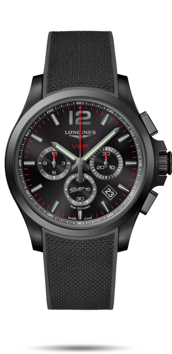 Longines L3.727.2.56.9 : Conquest V.H.P. Chronograph 44 PVD / Black / Rubber
