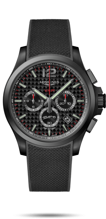 Longines L3.727.2.66.9 : Conquest V.H.P. Chronograph 44 PVD / Carbon / Rubber