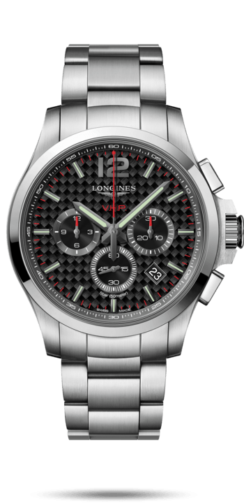 Longines L3.727.4.66.6 : Conquest V.H.P. Chronograph 44 Stainless Steel / Carbon / Bracelet