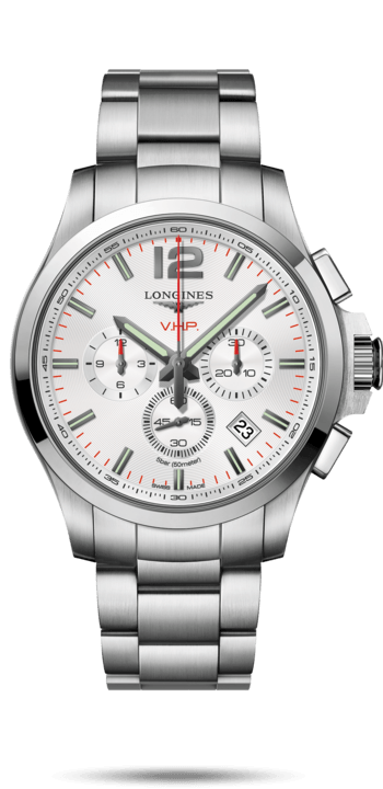 Longines L3.727.4.76.6 : Conquest V.H.P. Chronograph 44 Stainless Steel / Silver / Bracelet