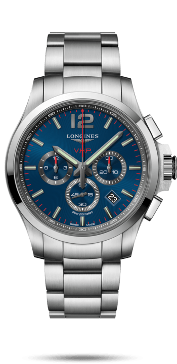 Longines L3.727.4.96.6 : Conquest V.H.P. Chronograph 44 Stainless Steel / Blue / Bracelet