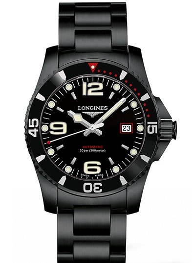 Longines L3.742.2.56.6 : HydroConquest 41 Automatic PVD / Black / Bracelet / Japan